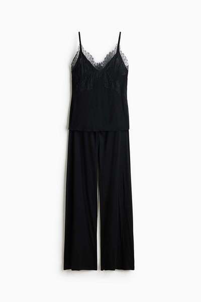 H&M Lace-trimmed jersey pyjamas