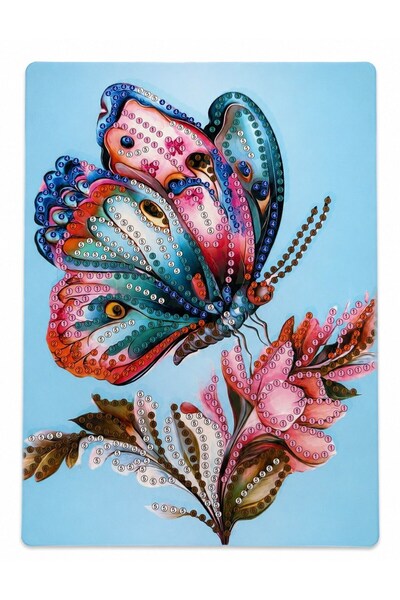 iğne izi 5D Diamond Stone Embroidery Kit Painting 15X20 cm Butterfly - Diamon...