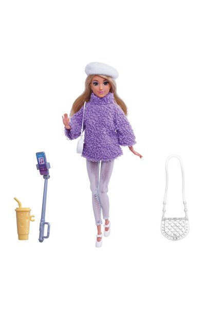 OEM Păpușă Manechin cu Outfit de Iarnă Lila, Geantă și Accesorii Fashion