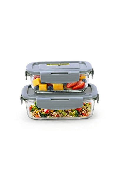 MONDEX 2PCS Borosilicate Glass Food Storage Container Set 350ml&650ml Lunchbo...