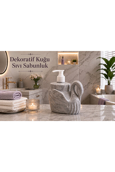 LUCES DESİGN Dekoratif Kuğu Sıvı Sabunluk, Şık Kuğu Figürlü Banyo ve Mutfak S...