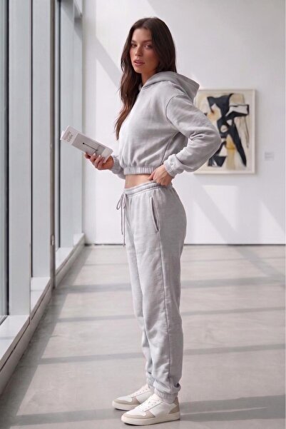 CAST COLLECTİON Set de trening gri, scurt, pentru femei