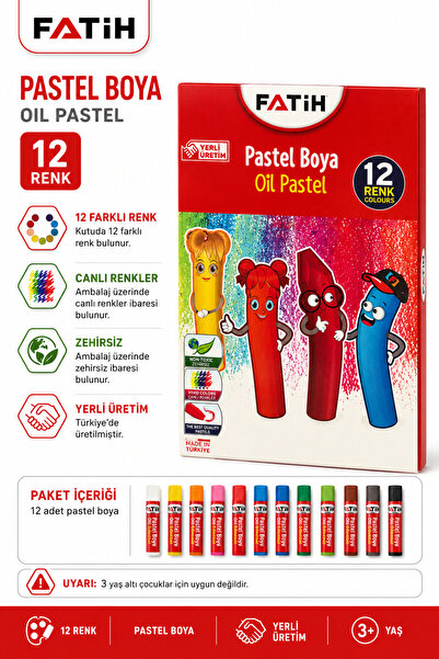 Fatih Pastel Boya 12 Renk Karton Kutu