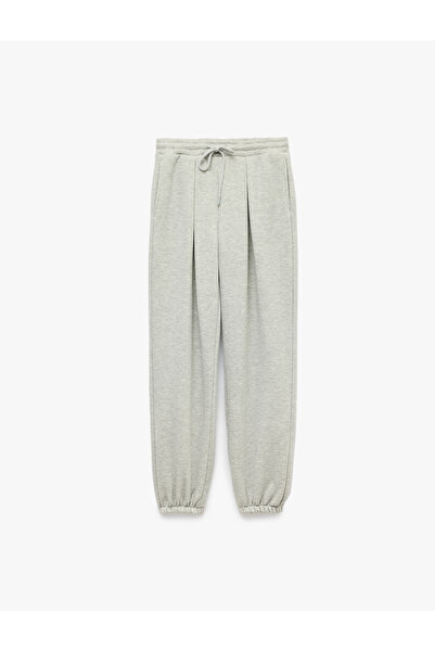 Koton Pleated Balloon Sweatpants with Raised Waistband, Laces and Pockets