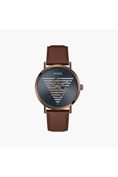 Guess Men's Brown Analog Leather Strap Watch | GW0503G4