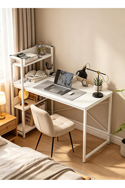 Sheinhome Home Table with Storage Shelves Modern Simple Study Writing Table P...