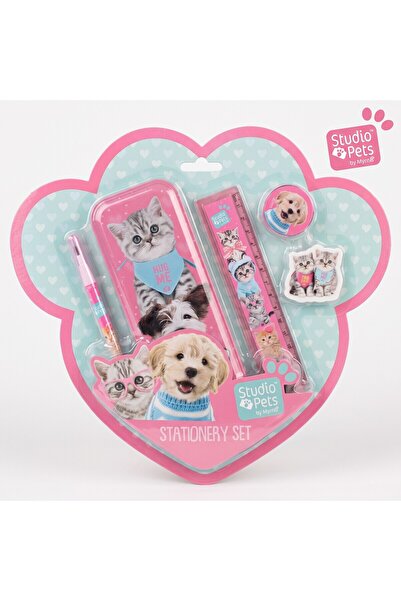 bakgelal Studio Pets Lisanslı 5 Parça Kırtasiye Seti – Kalem Kutusu, Kalem, C...