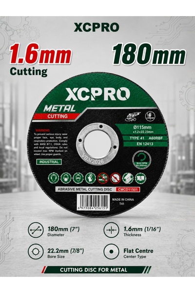 XCPRO قرص قطع المعادن، عجلة قطع، قرص جلاخة زاوية - 180 مم × 1.6 مم × 22.2 مم،...