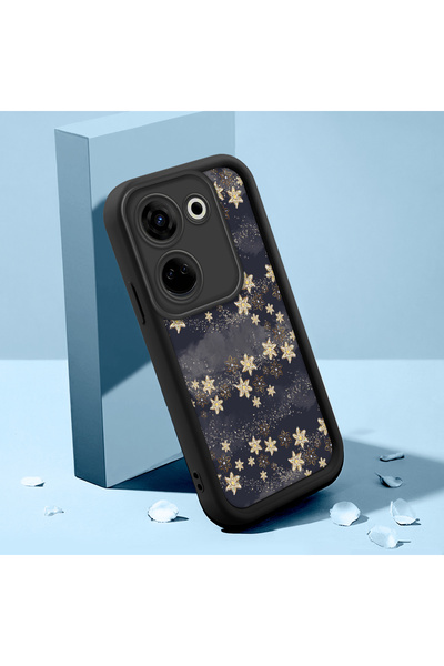 SLIMFELT Tecno Camon 20 Uyumlu Yıldız Ay ve Çiçek Baskılı Silikon Kılıf, Şok ...