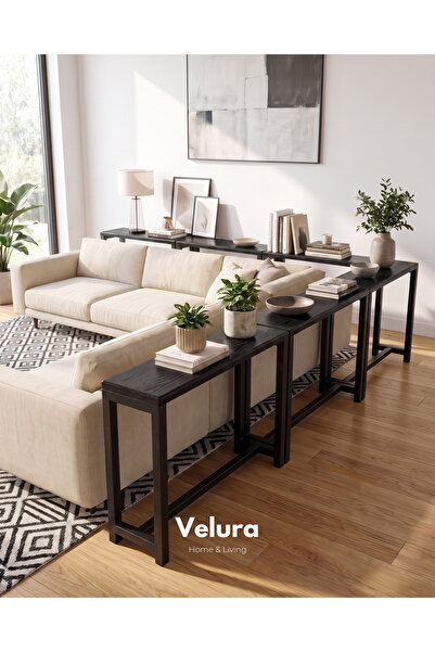 Velura Home & Living Berg Seperatör & Koltuk Arkası Dresuar & Çiçeklik - Siya...