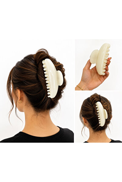 İnDerin Large Size Hair Clip – Shiny Bone-Looking Hair Clip with Strong Hold