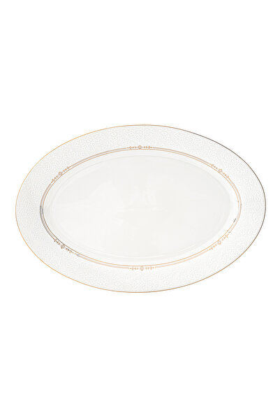 SHALLOW ISLA New Bone China Oval Platter 36 cm – White Serving Platter for Ho...