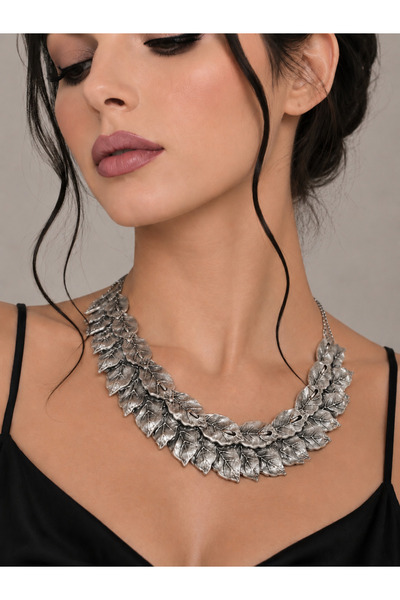 Vesaire Accessories Antik Defne Yaprağı Gümüş Kaplama Kolye