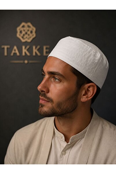 Takke ® Menzil Kumaş Beyaz - Erkek Namaz Takkesi