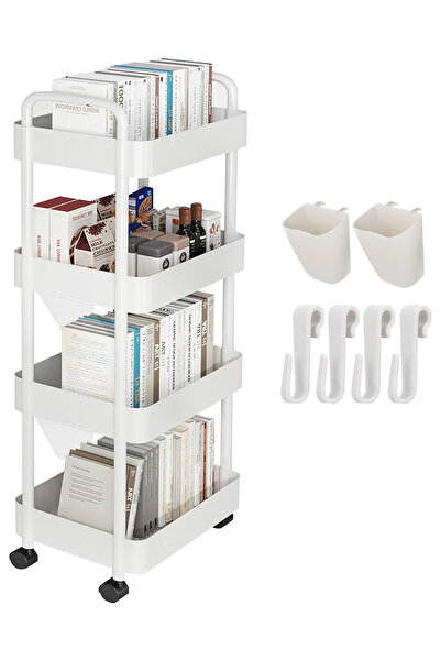 GGEROU 4-Tier Rolling Utility Cart with Wheels, Detachable Utility Storage Ca...