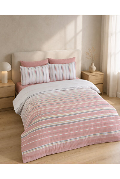 Rasel Tekstil Blush Harmony Elastic Sheet Powder Double Duvet Cover Set 200 × 220 cm