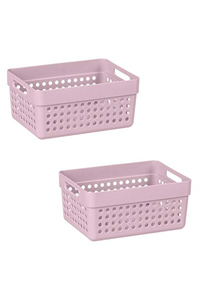 CATIANO Set Cosuri de Depozitare din Plastic Roz Perforate cu Manere 1,25L - ...