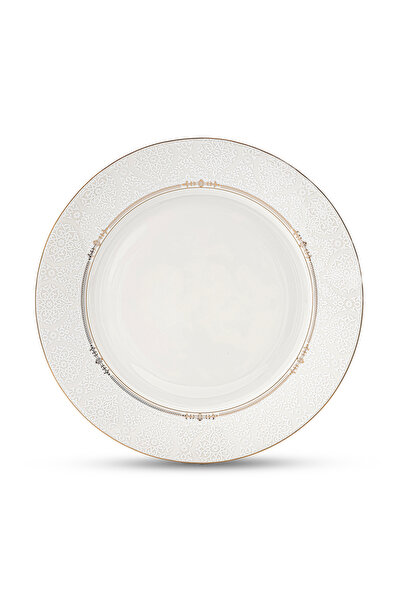SHALLOW ISLA New Bone China Dinner Plate 26.7 cm – White with Elegant Gold Rim