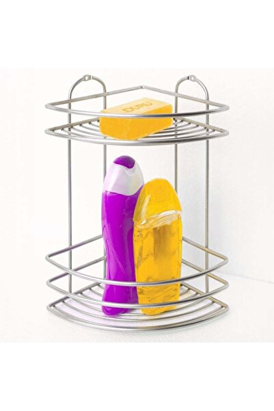 CATIANO Etajera de Colt din Inox cu 2 Nivele pentru Baie 20x20x34.5cm