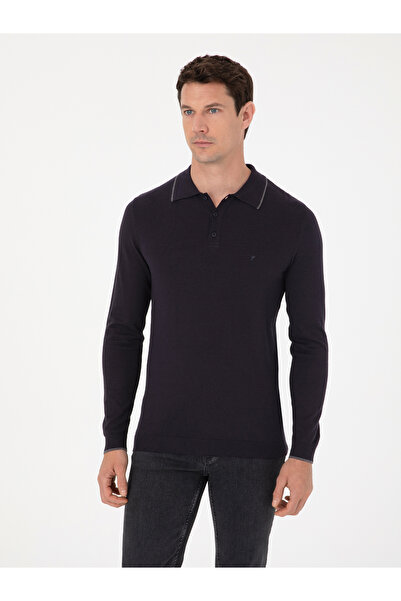 Cacharel Lacivert Slim Fit Pamuk Karışımlı Polo Yaka Triko Kazak 50318712-VR033