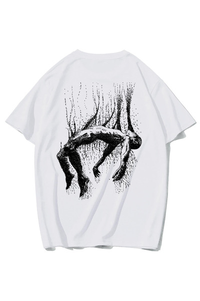 BRZ COLLECTION Unisex Oversize Sessiz Düşüş T-shirt BEYAZ