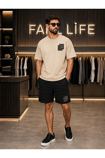 FAEL LİFE New Season Unisex T-Shirt and Shorts Set with Card R Print