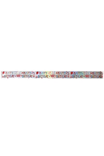 CATIANO Banner Argintiu Metalizat de Petrecere "Happy Birthday" 270x19cm