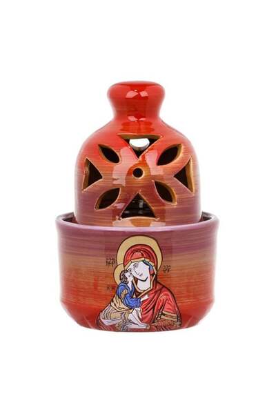 CATIANO Candela Ceramica Maro Sfanta Maria cu Bebelus Ø10x6cm