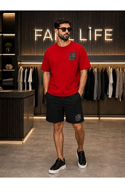 FAEL LİFE New Season Unisex T-Shirt and Shorts Set with Card R Print