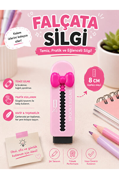 🎀 Falçata Silgi 8 CM – Sevimli Fiyonk Tasarımlı Renkli Silgi | Okul & Ofis İçin 🎀✏️