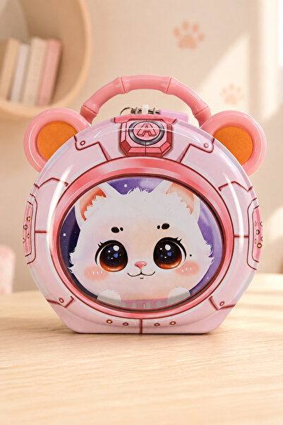 Hunga Cute Astronaut Cat Metal Lockable Piggy Bank Pink |   Decorative Piggy ...