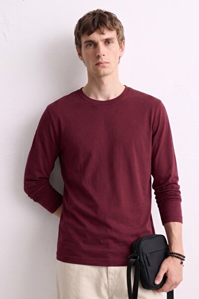 BARRELS AND OIL Men's Crew Neck Slim Sweatshirt 5074 - Cherry