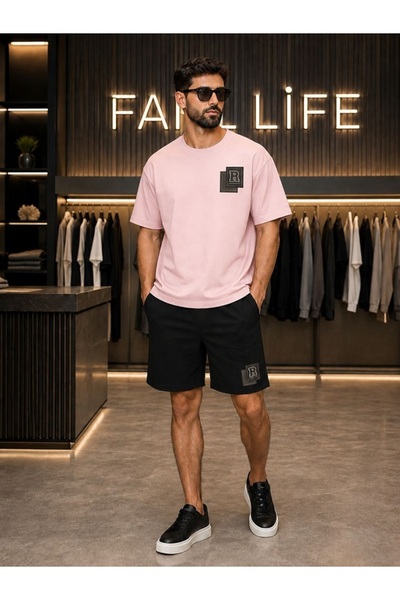 FAEL LİFE New Season Unisex T-Shirt and Shorts Set with Card R Print