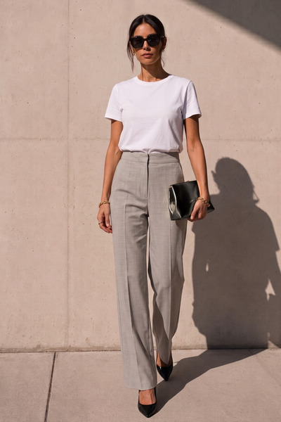 BARRELS AND OIL Women's Palazzo Pants 1001 - Light Gray