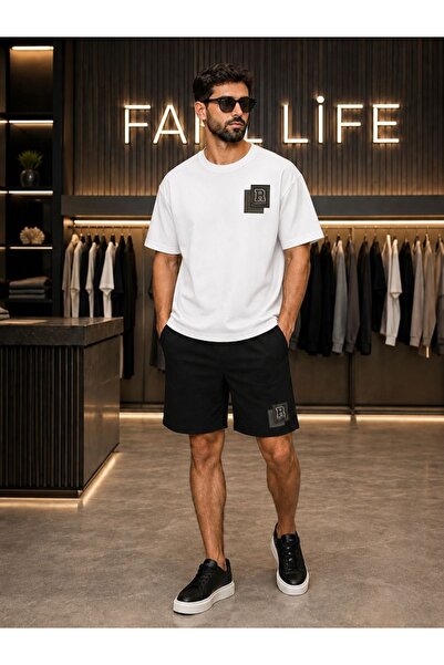 FAEL LİFE New Season Unisex T-Shirt and Shorts Set with Card R Print
