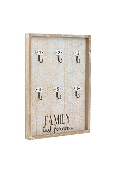 CATIANO Dulapior din Lemn Brushed Family cu 6 Carlige pentru Chei 26x35cm