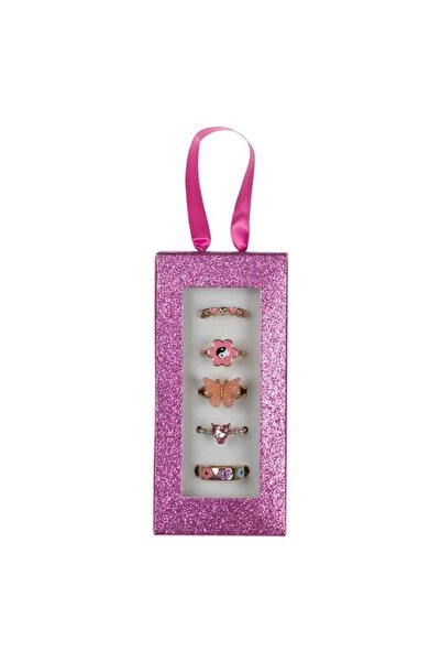 CATIANO Inele cu Glitter de Diferite Modele in Cutie Fucsia pentru Copii - 5buc