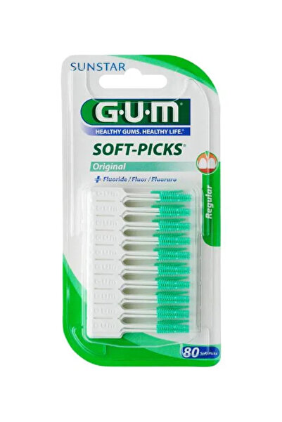 GUM Sunstar Soft-Picks Original Cu Fluor Regular 80 Unități