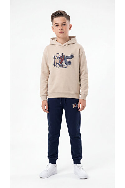 Mışıl Kids Nyc Legend Printed Hooded Top and Bottom Boys' Tracksuit Set