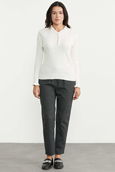 Sementa Pearl Button Detailed Motif Knitwear Sweater - Bone