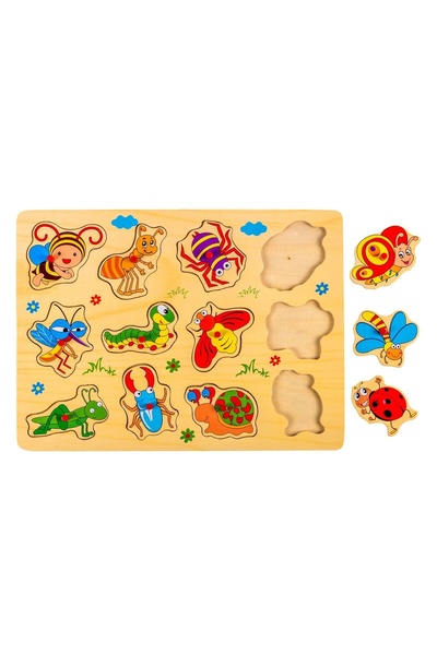 OEM Puzzle Incastru din Lemn Insecte (12 piese) - 30x22cm – puzzle, animale