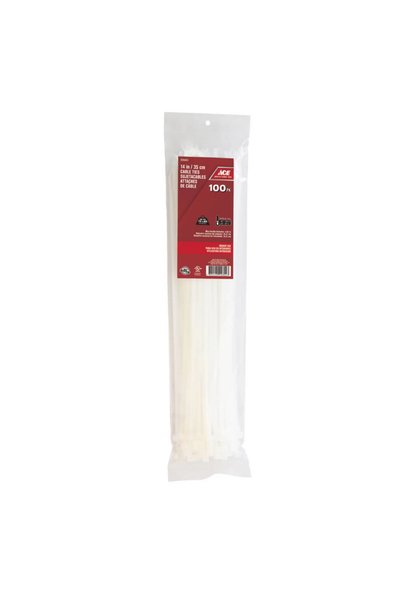 ACE Polypropylene Cable Tie Pack (35.56 cm, 100 Pc., White)