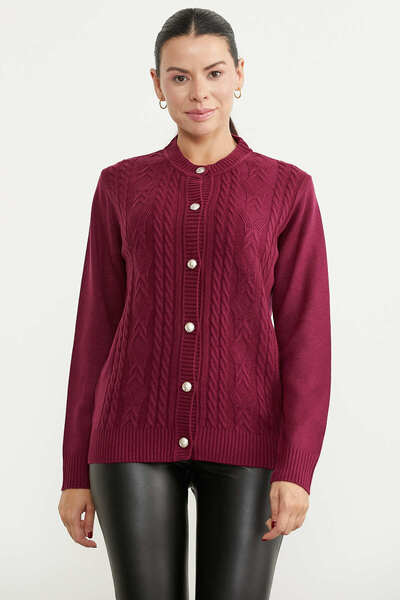 Sementa Metal Button Motif Detailed Knitwear Cardigan - Claret Red