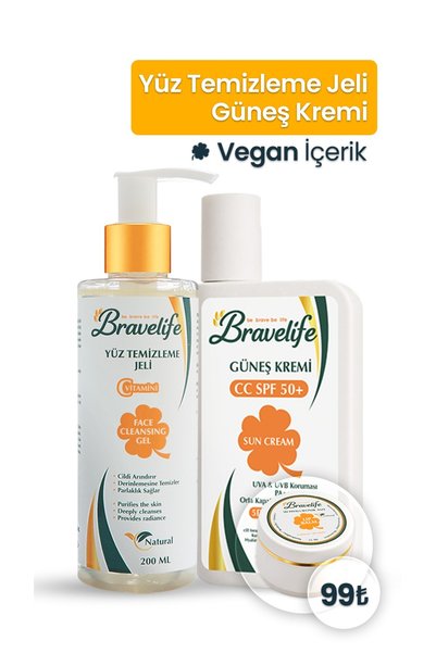 Bravelife مجموعة العناية بالبشرة المكونة من جل تنظيف الوجه بفيتامين سي وواقي ...