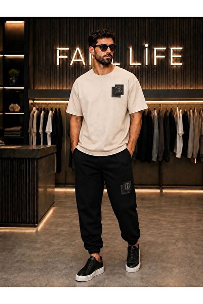 FAEL LİFE New Season Unisex T-Shirt and Sweatpants Set with Kart R Print