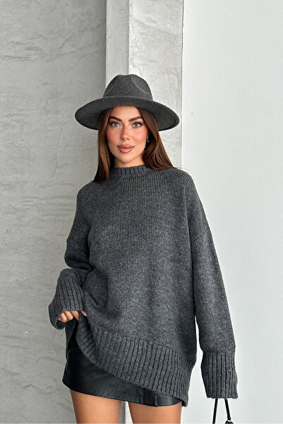 macharel jeans okrugla kragna Oversize kroj Ženski pleteni džemper