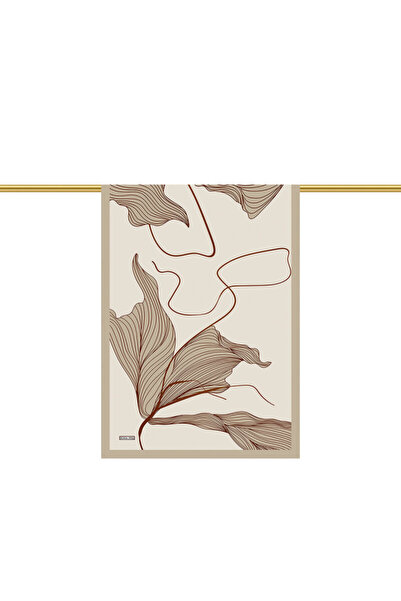 Bursa İpek Beige Lavin Pattern Crepe Silk Shawl