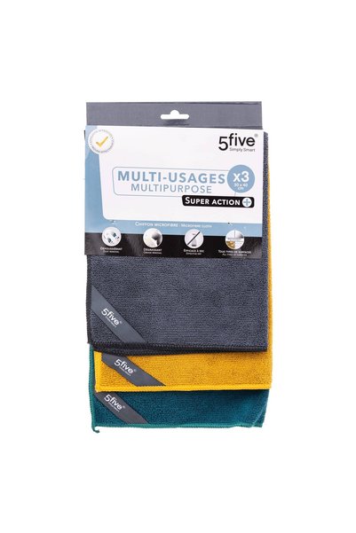 5FIVE Polyester Cleaning Cloth Pack (30 x 40 cm, 3 Pc.)