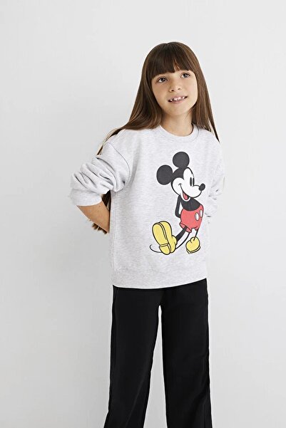 Mavi Mickey Baskılı Kız Çocuk Sweat M7S10084-8