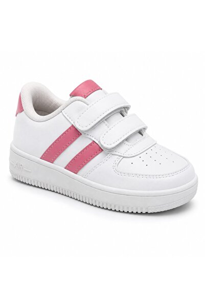 ZERDALİFE Unisex Children's White, Pink, Sneaker Velcro Double Striped Lightw...